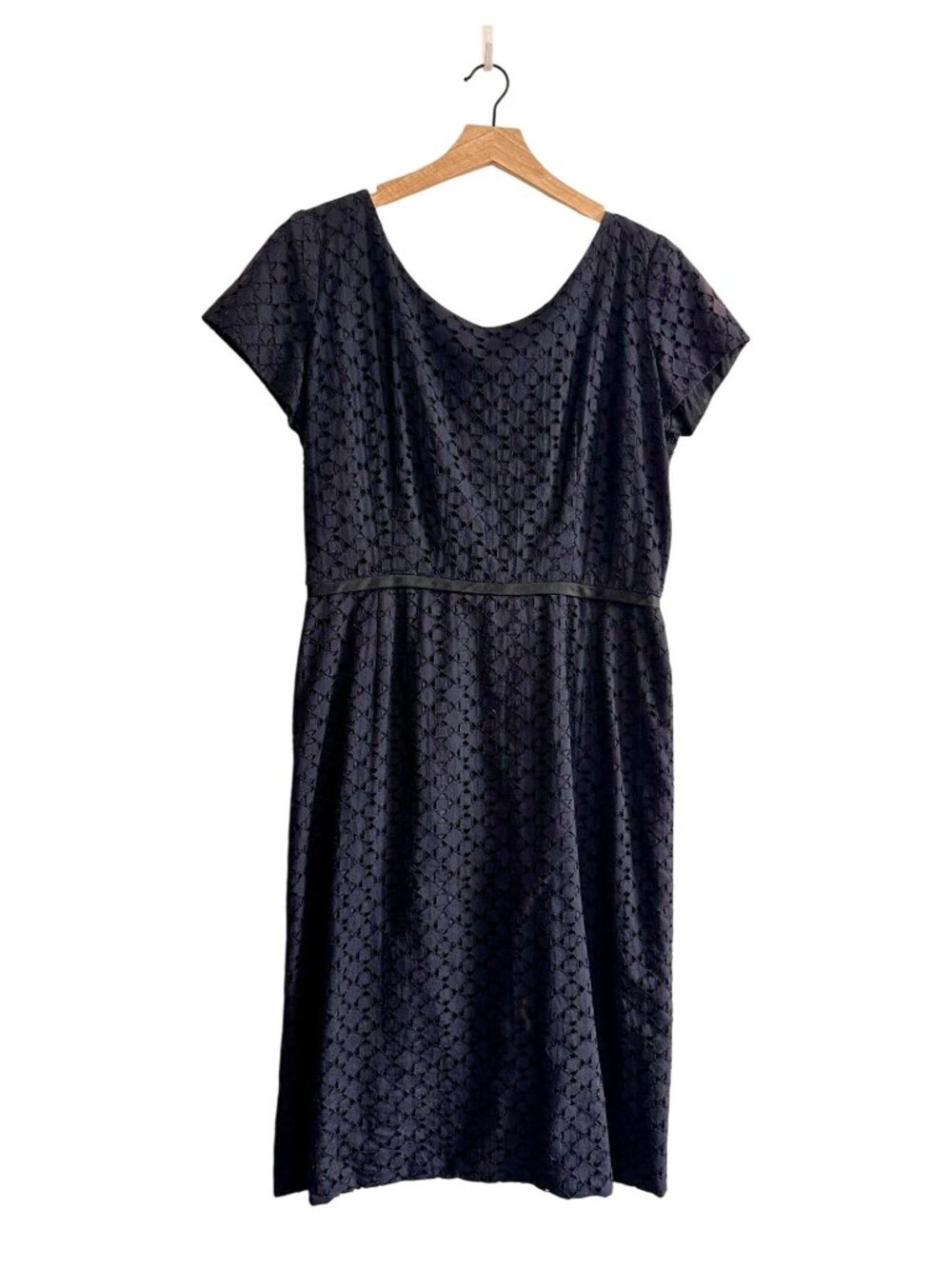 Vintage Navy Eyelet Day Dress Late 1960s ILGWU
